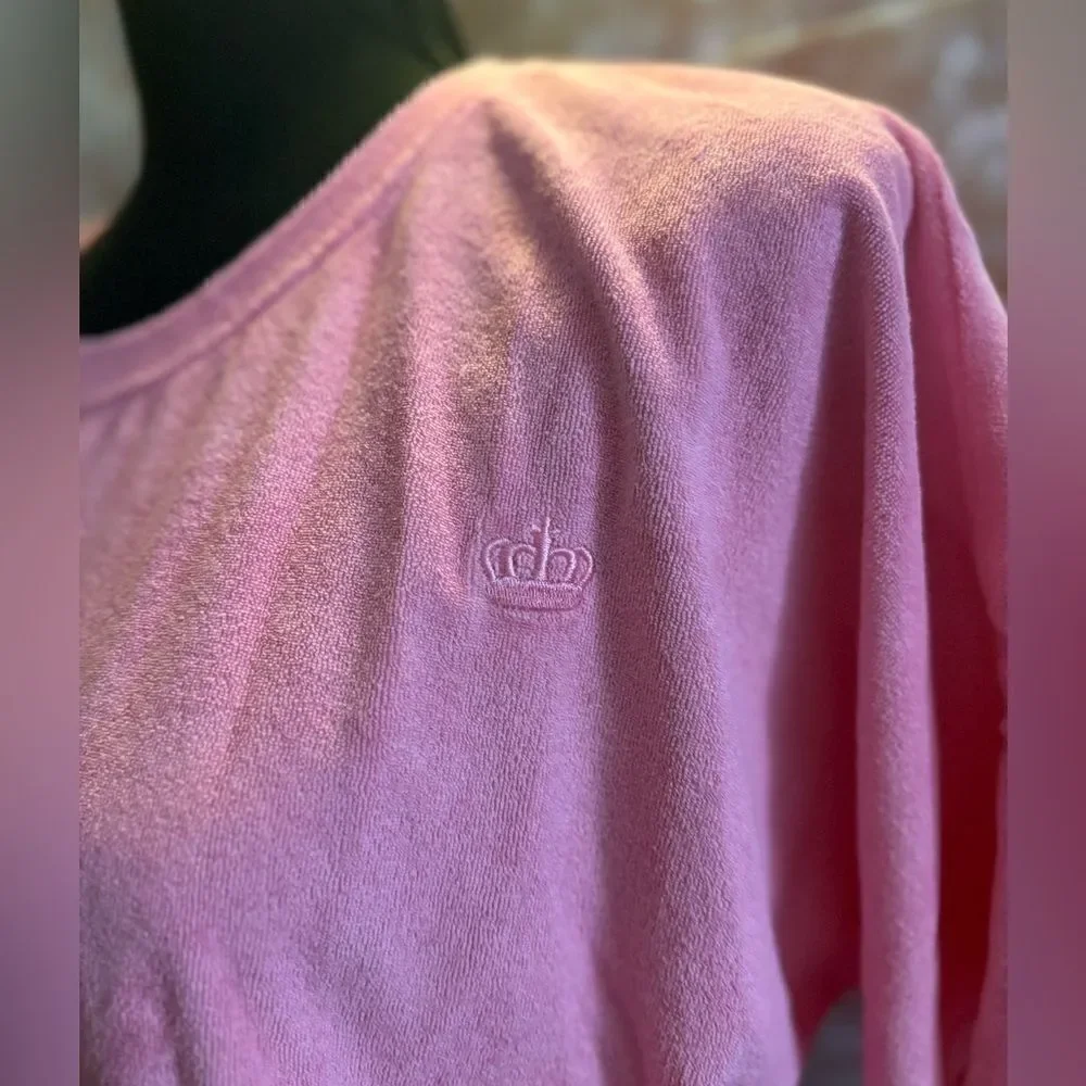 JUICY COUTURE Top Short Sleeve Cropped Design Terry Cloth Fabric Pink W XXL NWT - Picture 6 of 10